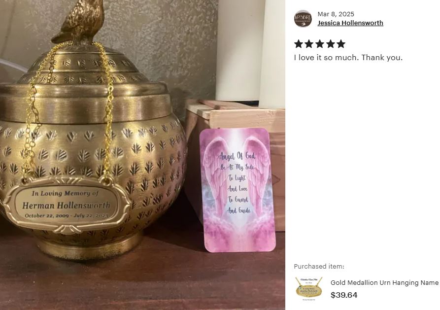 Gold Medallion Urn Name Plates - Birth & Passing Stone Option