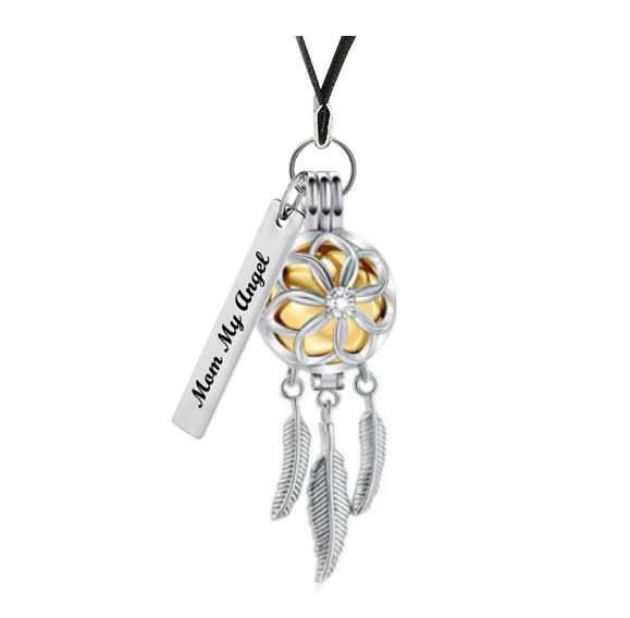Gold Dreamcatcher Ornament Urn - Engraved Tag Option