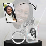 2D Crystal Photo Rectangle Keychain - Engraving Option