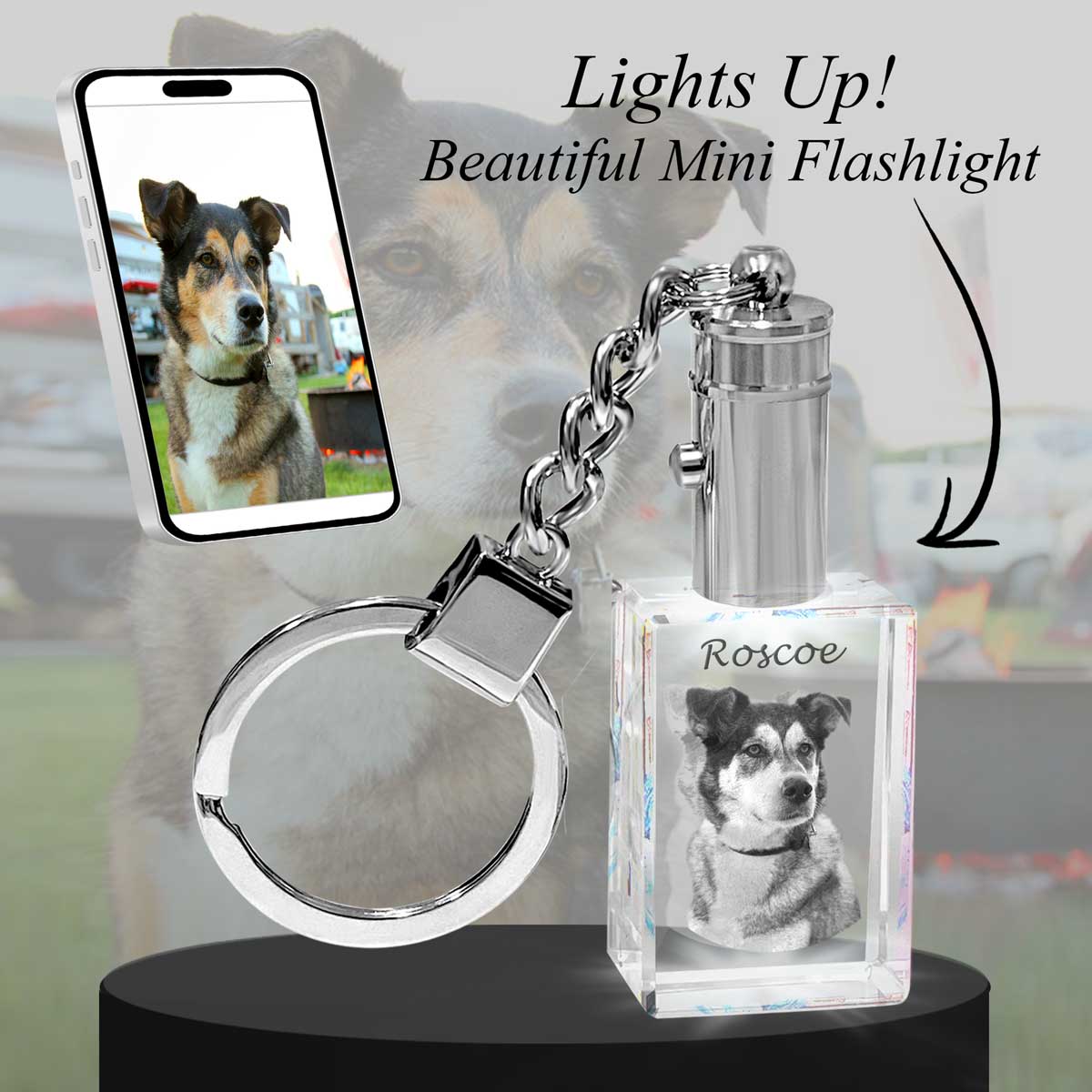 2D Crystal Photo Rectangle Keychain - Engraving Option