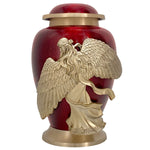 Wings of an Angel Golden Red Adult Urn - Pro Laser Engraving - Burial Vault Option