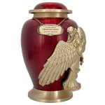 Wings of an Angel Golden Red Adult Urn - Pro Laser Engraving - Burial Vault Option