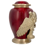 Wings of an Angel Golden Red Adult Urn - Pro Laser Engraving - Burial Vault Option