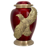 Soaring Eagle Red Adult Cremation Urn - Pro Laser Engraving - Burial Vault Option