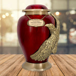 Soaring Eagle Red Adult Cremation Urn - Pro Laser Engraving - Burial Vault Option