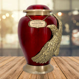 Soaring Eagle Red Adult Cremation Urn - Pro Laser Engraving - Burial Vault Option