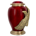 Soaring Eagle Red Adult Cremation Urn - Pro Laser Engraving - Burial Vault Option