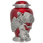 Wings of an Angel Red Adult Urn - Pro Laser Engraving - Burial Vault Option