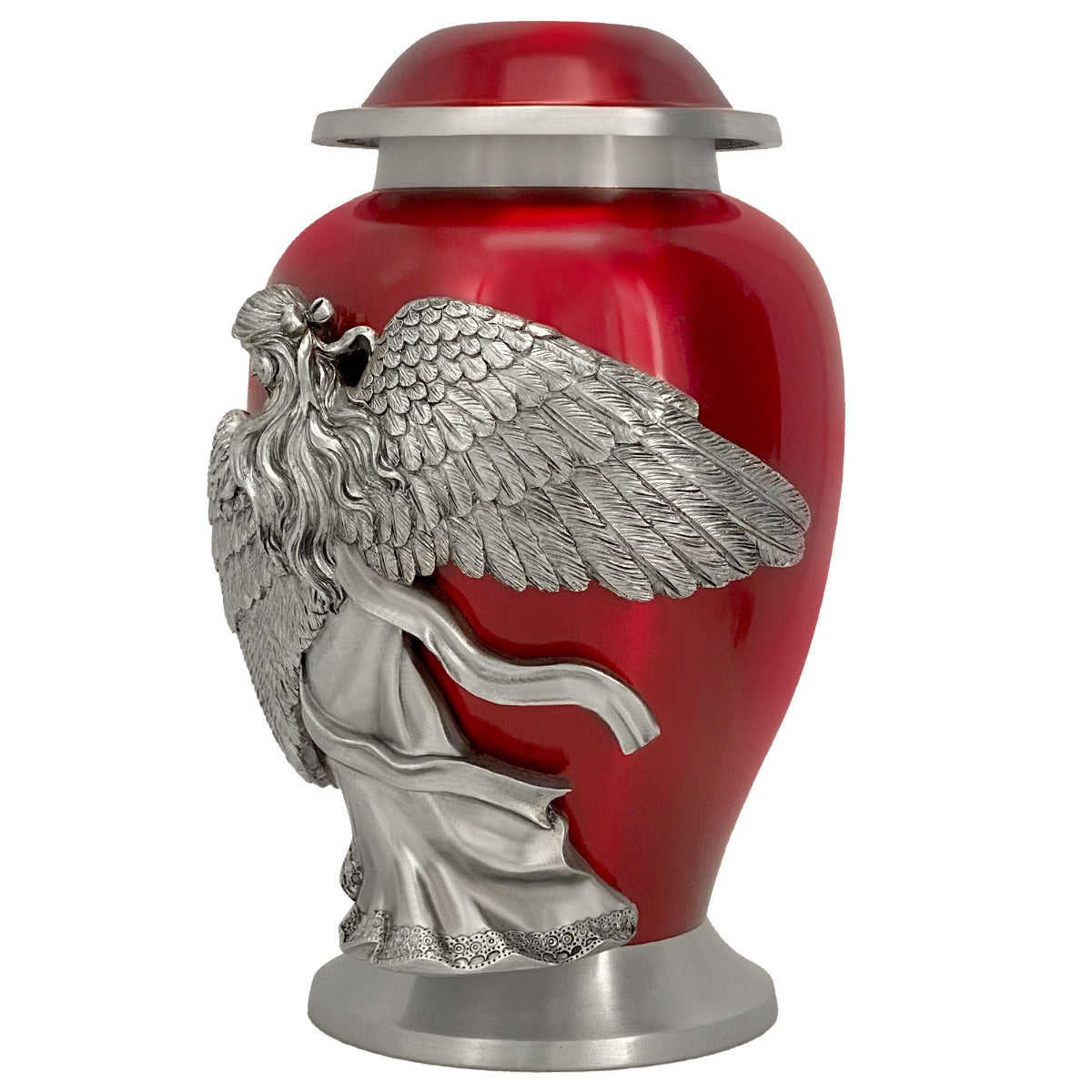 Wings of an Angel Red Adult Urn - Pro Laser Engraving - Burial Vault Option