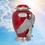 Wings of an Angel Red Adult Urn - Pro Laser Engraving - Burial Vault Option