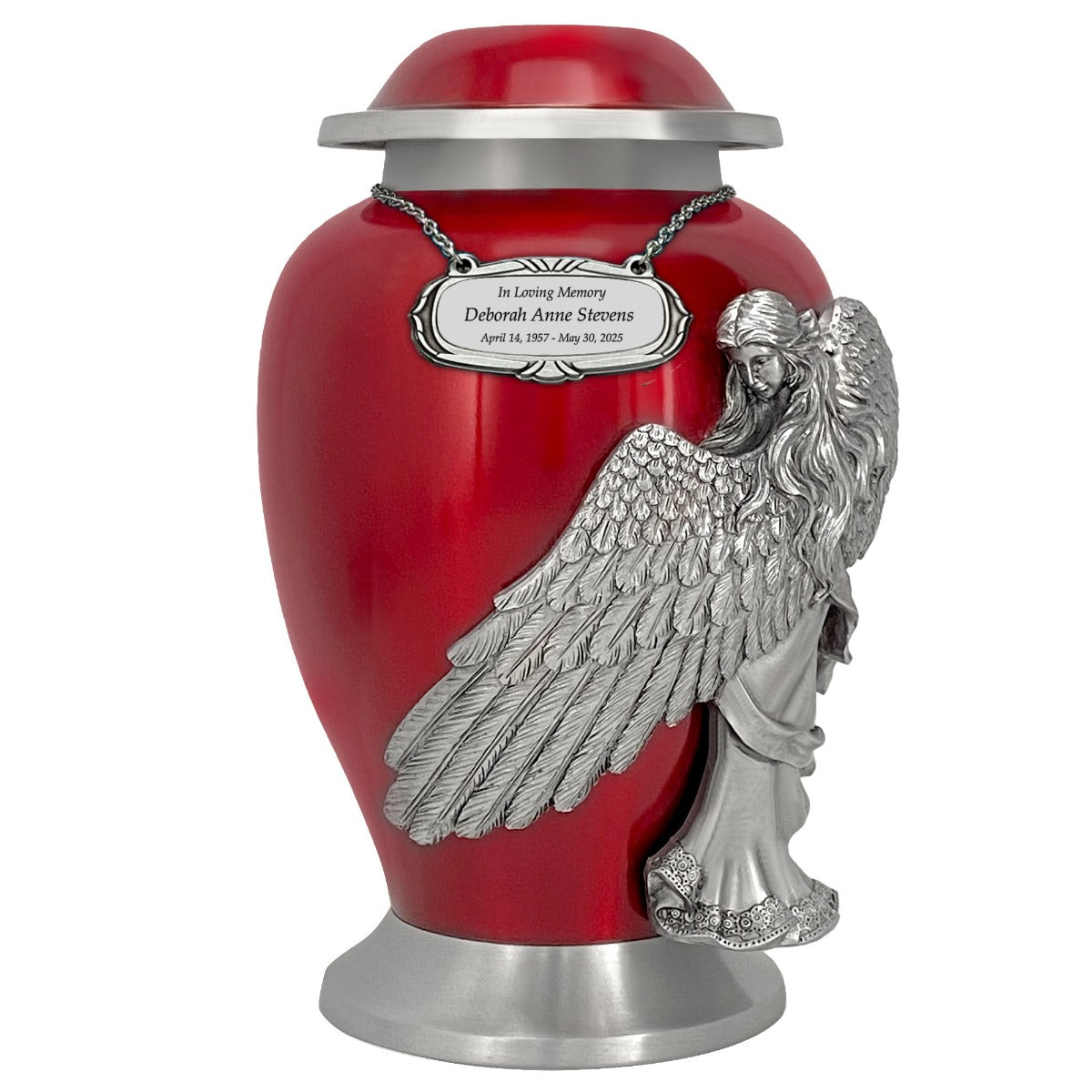 Wings of an Angel Red Adult Urn - Pro Laser Engraving - Burial Vault Option