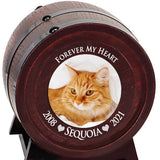 Pet Red Oak Barrel Urn - Small or Large Dog or Cat Urns