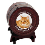 Pet Red Oak Barrel Urn - Small or Large Dog or Cat Urns