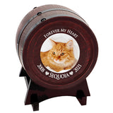 Pet Red Oak Barrel Urn - Small or Large Dog or Cat Urns