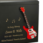 Red Bass Electric Guitar Wood Adult Cremation Urn - Miniature Guitar - Photo Option