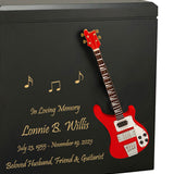 Red Bass Electric Guitar Wood Adult Cremation Urn - Miniature Guitar - Photo Option