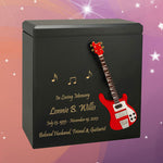 Red Bass Electric Guitar Wood Adult Cremation Urn - Miniature Guitar - Photo Option