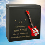 Red Bass Electric Guitar Wood Adult Cremation Urn - Miniature Guitar - Photo Option