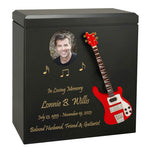 Red Bass Electric Guitar Wood Adult Cremation Urn - Miniature Guitar - Photo Option