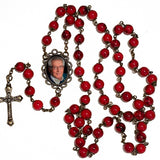 Antiqued Red Photo Rosary Necklace Urn