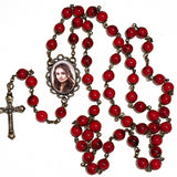 Antiqued Red Photo Rosary Necklace Urn