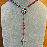 Red Photo Rosary Necklace Urn