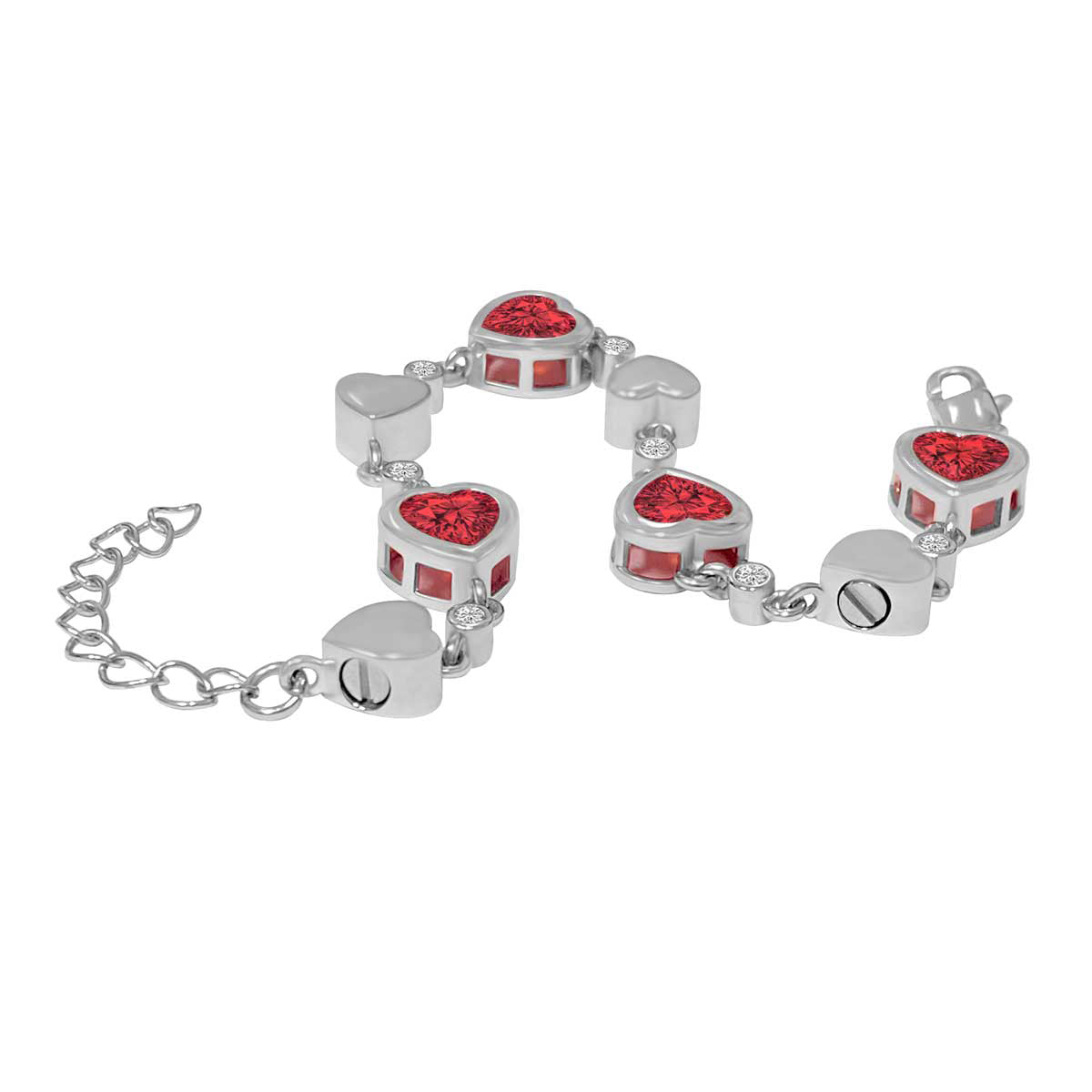 Urn For Two - Red Hearts Bracelet Cremation Urn - Personalized Engraving Option