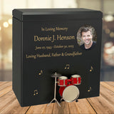 Red Drum Set Wood Adult Cremation Urn - Miniature Drum Set - Photo Option