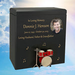 Red Drum Set Wood Adult Cremation Urn - Miniature Drum Set - Photo Option