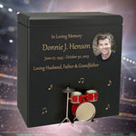 Red Drum Set Wood Adult Cremation Urn - Miniature Drum Set - Photo Option