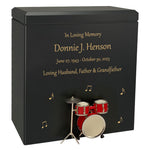 Red Drum Set Wood Adult Cremation Urn - Miniature Drum Set - Photo Option
