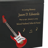 Red Electric Guitar Wood Adult Cremation Urn - Miniature Guitar - Photo Option