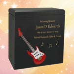 Red Electric Guitar Wood Adult Cremation Urn - Miniature Guitar - Photo Option