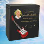 Red Electric Guitar Wood Adult Cremation Urn - Miniature Guitar - Photo Option
