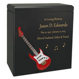 Red Electric Guitar Wood Adult Cremation Urn - Miniature Guitar - Photo Option
