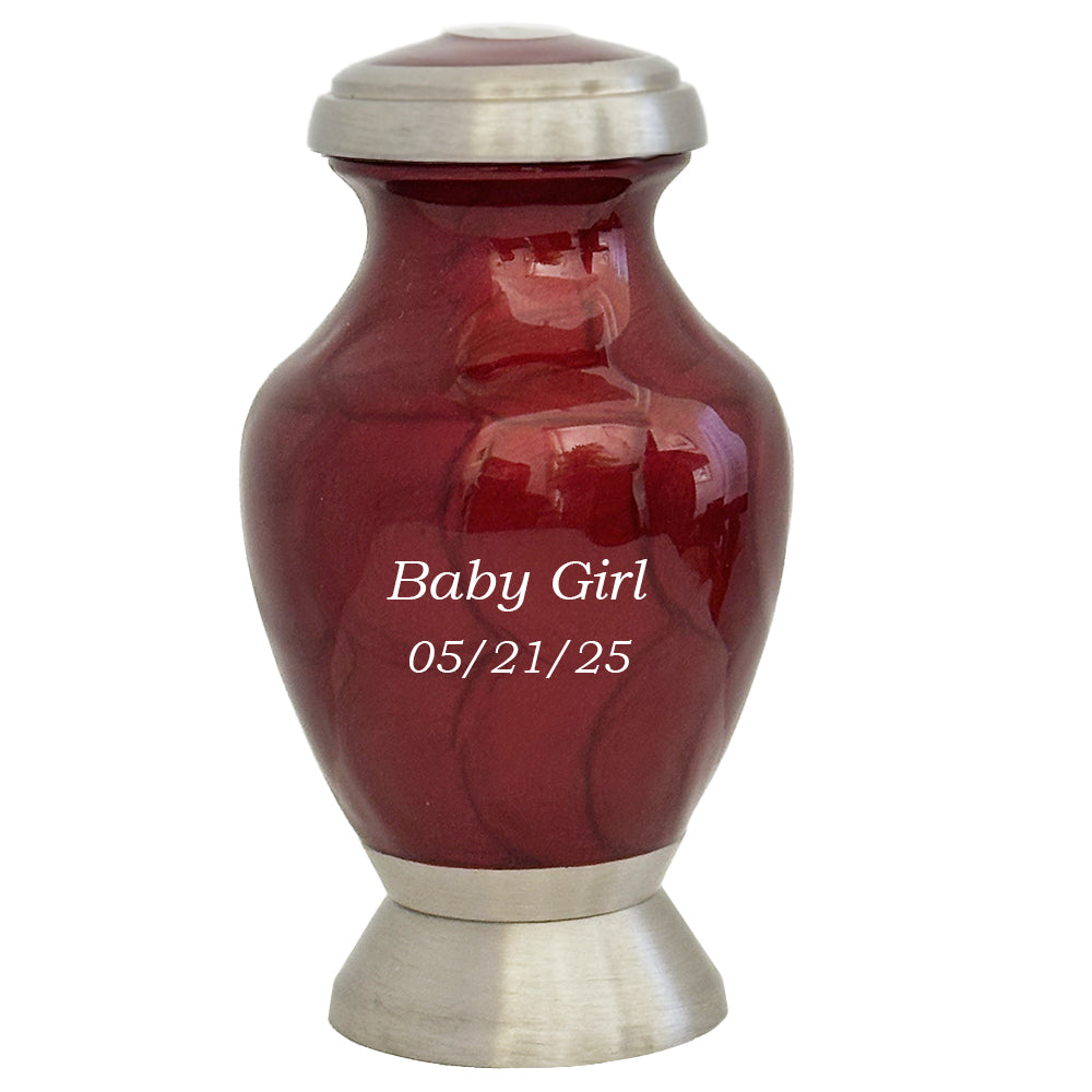 Infant Girl or Boy Red Memorial Heart Mini Keepsake Urn
