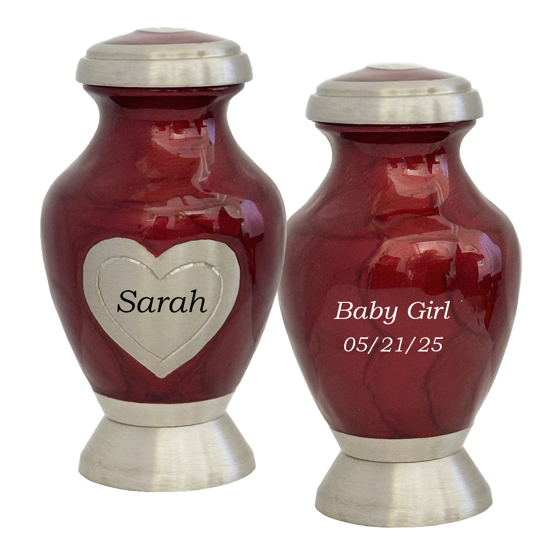 Infant Girl or Boy Red Memorial Heart Mini Keepsake Urn