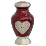 Dad or Mom Red Memorial Heart Mini Keepsake Urn