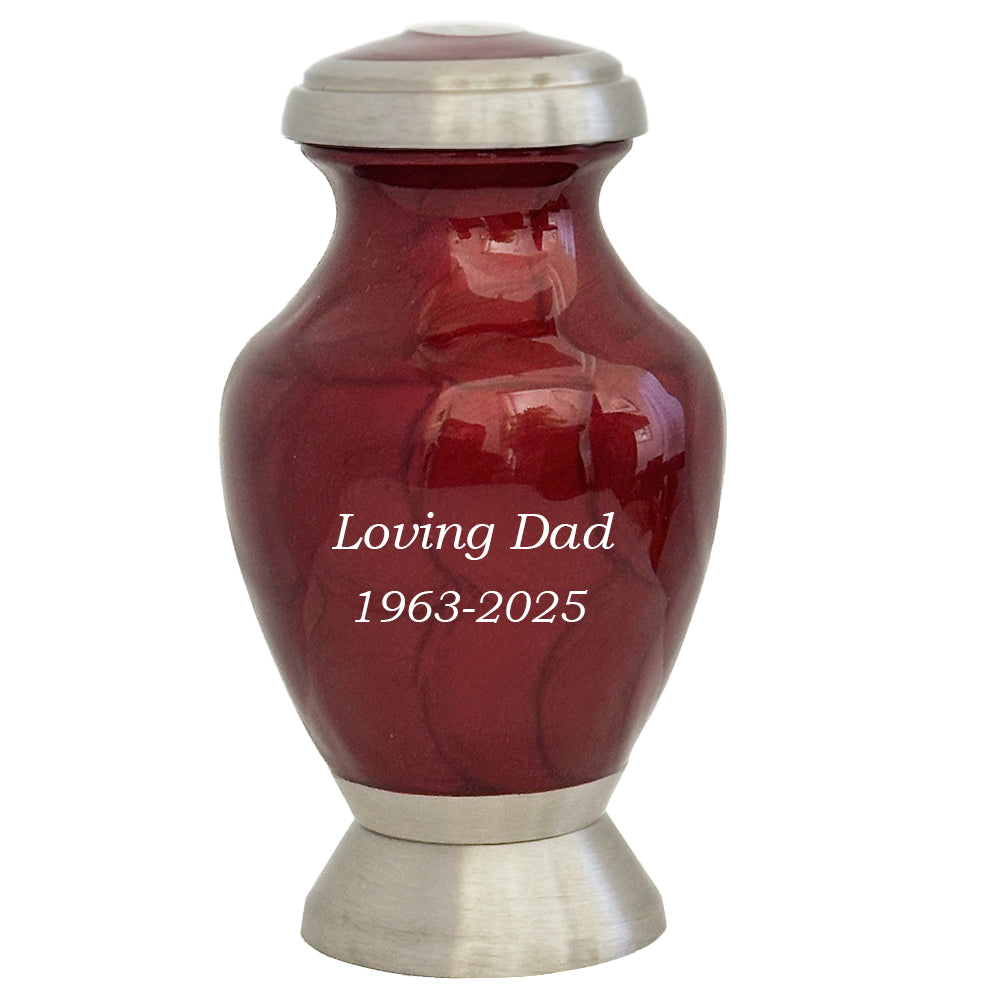 Dad or Mom Red Memorial Heart Mini Keepsake Urn