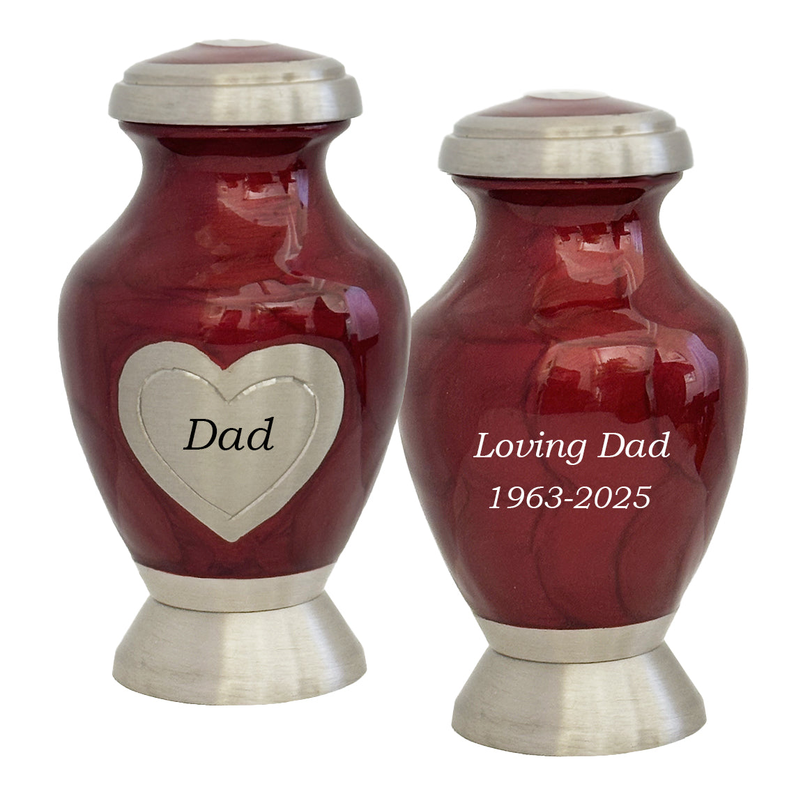 Dad or Mom Red Memorial Heart Mini Keepsake Urn