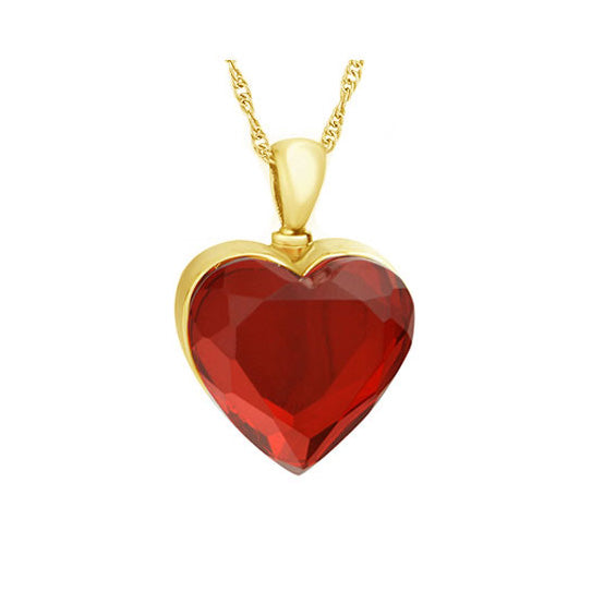 Red Crystal Gold Heart Ash Urn - Love Charms™ Option 