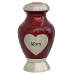 Dad or Mom Red Memorial Heart Mini Keepsake Urn