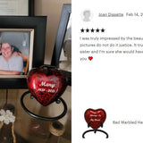 Red Marbled Heart Keepsake Urn - Stand Option