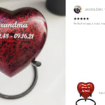 Red Marbled Heart Keepsake Urn - Stand Option