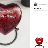 Red Marbled Heart Keepsake Urn - Stand Option