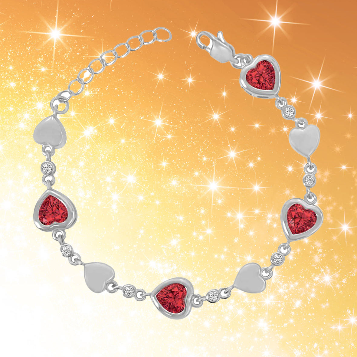 Urn For Two - Red Hearts Bracelet Cremation Urn - Personalized Engraving Option