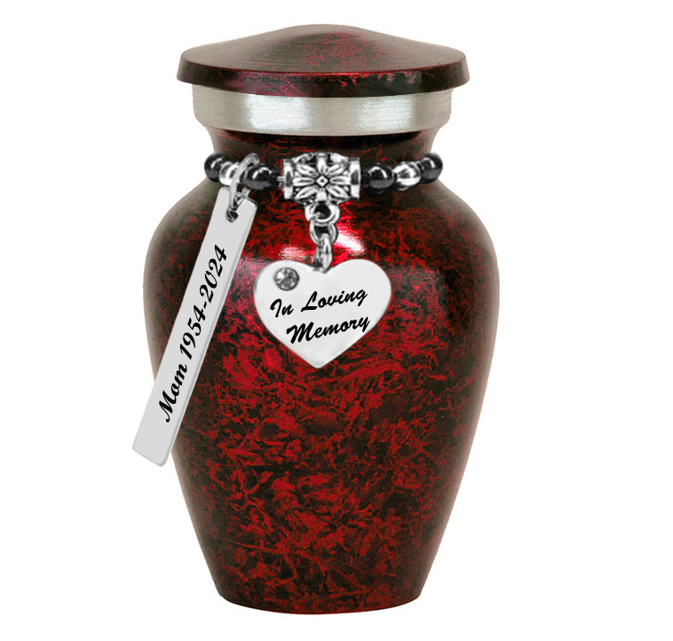 In Loving Memory Red Heart Keepsake Urn - Love Charms® Option