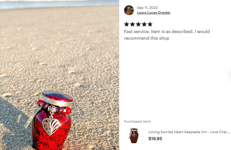 Loving Swirled Heart Keepsake Urn - Love Charms® Option