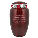 Red Marbled Pewter Cremation Adult Urn - Tribute Wreath™ - Pro Laser Engraving