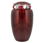 Red Marbled Pewter Cremation Adult Urn - Tribute Wreath™ - Pro Laser Engraving